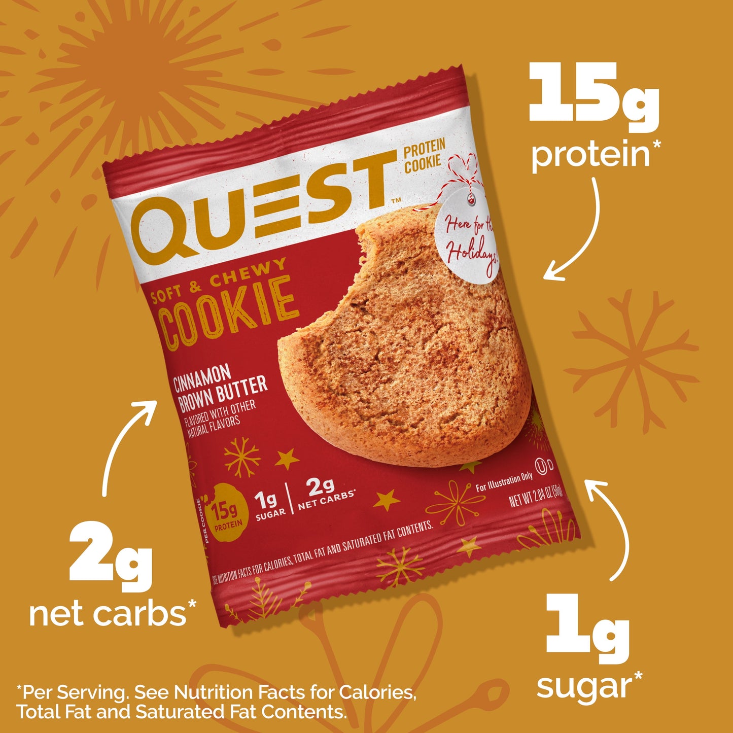 Quest Limited Edition Protein Cookie, Cinnamon Brown Butter Protein Cookie, High Protein, 4 Count