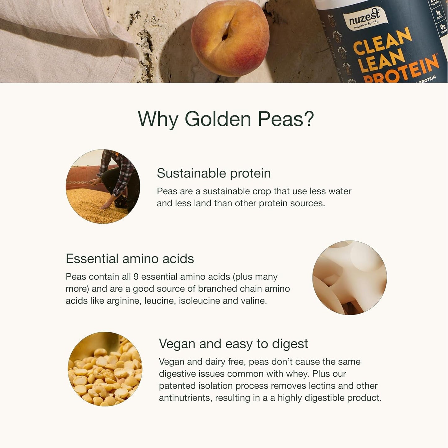 - Pea Protein Powder - Clean Lean Protein, Premium Vegan Plant Based, Dairy Free, Gluten Free, GMO Free, Naturally Sweetened Protein Shake, Smooth Vanilla, 20 Servings, 1.1 Lb