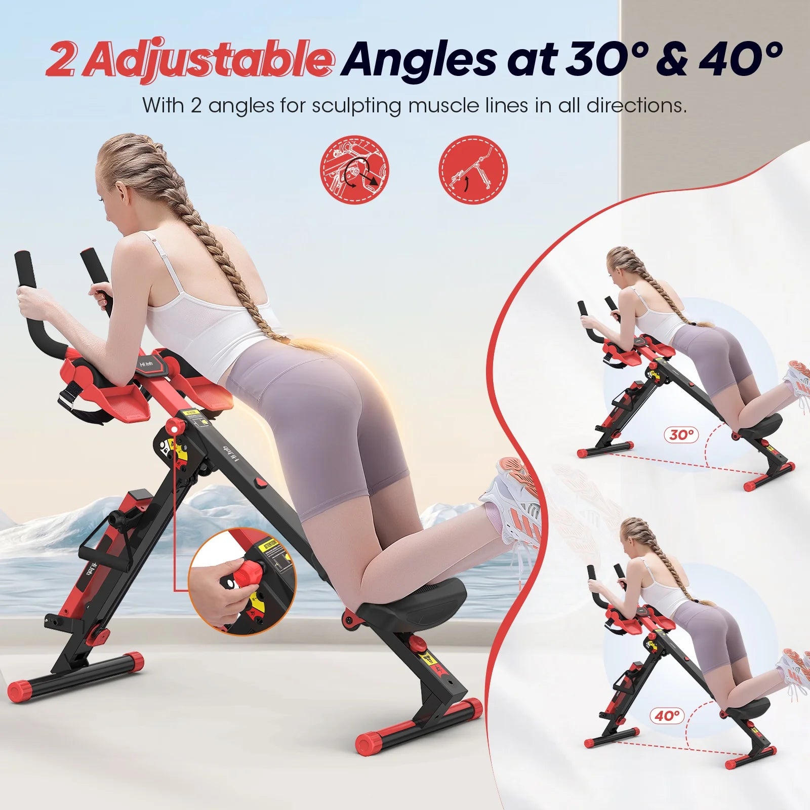 3 in 1 Compact Rowing Machine Workout Equipment with LCD Monitor for Home Office Gym Use
