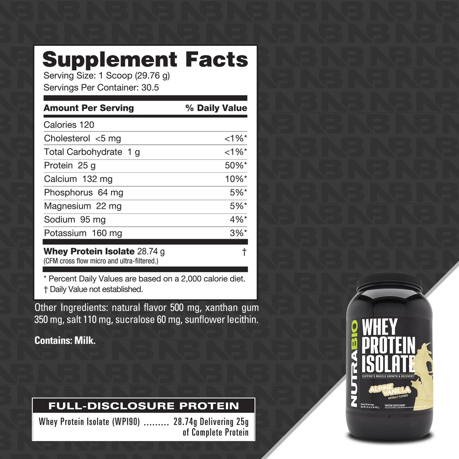 Whey Protein Isolate Powder Supplement – 25G of Protein per Scoop with Complete Amino Acid Profile - Soy and Gluten Free Protein Powder - Zero Fillers and Non-Gmo - Alpine Vanilla - 2 Lbs