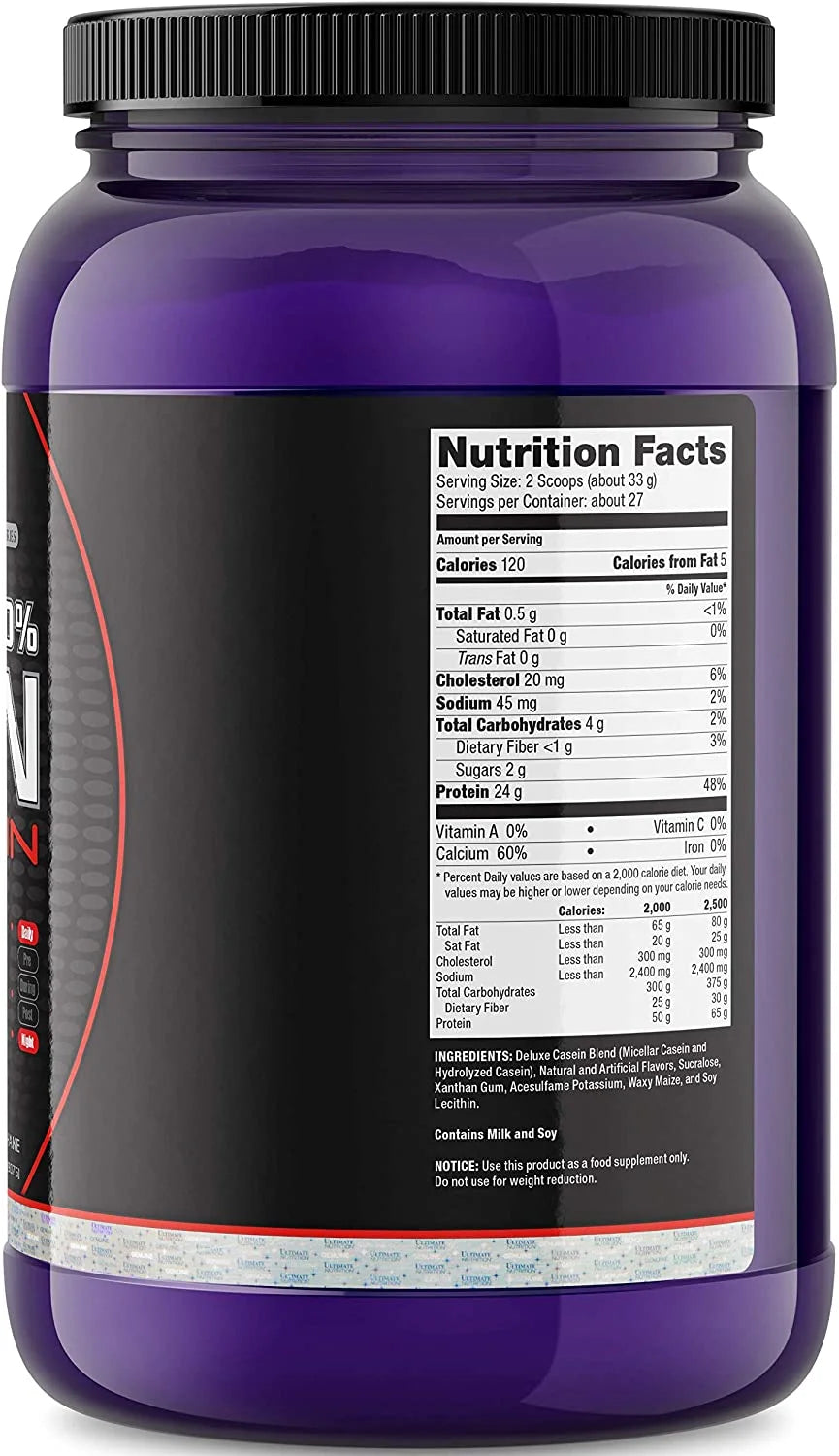 Prostar Micellar and Hydrolyzed Casein Protein Powder - Fat Free Overnight Muscle Growth and Recovery with Bcaas, 2 Pounds, Vanilla