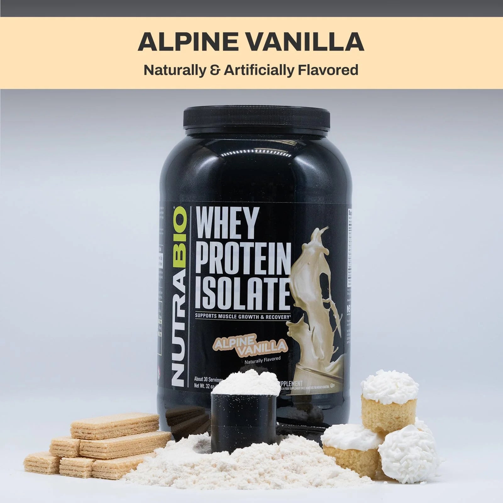 Whey Protein Isolate Powder Supplement – 25G of Protein per Scoop with Complete Amino Acid Profile - Soy and Gluten Free Protein Powder - Zero Fillers and Non-Gmo - Alpine Vanilla - 2 Lbs