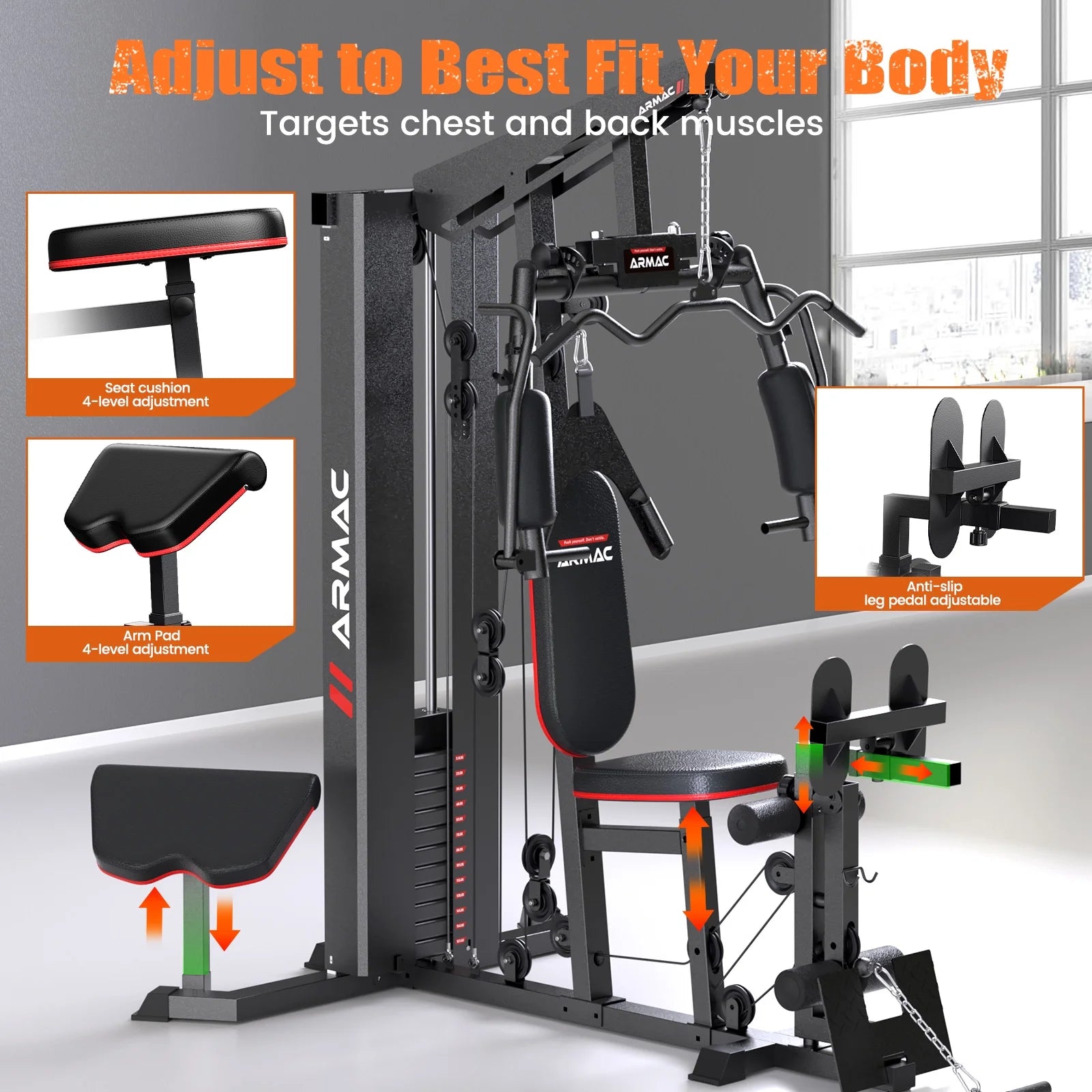 Home Gym Station Multifunctional Full Body Workout Equipment for Home Exercise Fitness